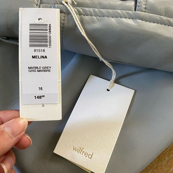 NWT Wilfred Melina Marble Grey Vegan Leather Pants, Size 16 - Picture 6 of 9